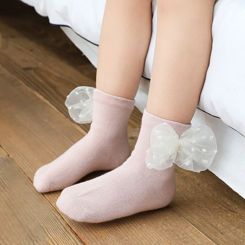 

Детские носки для девочек 2020 года, недорогие кружевные носки с бантом для малышей хлопковые гетры принцессы, 5 пар