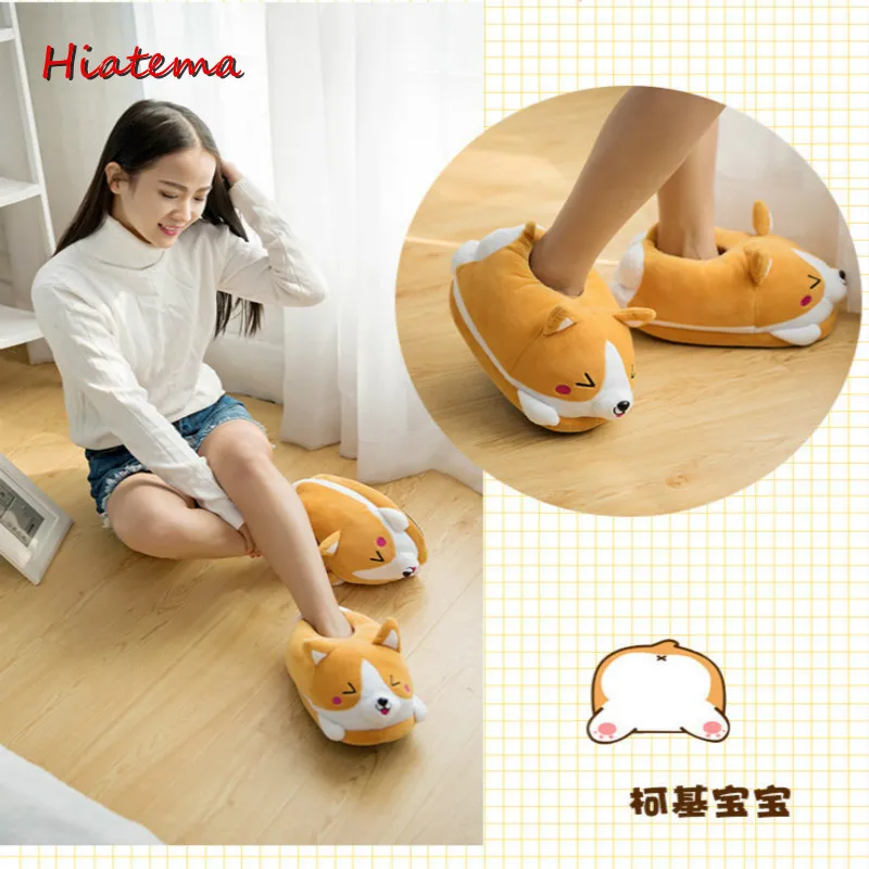 

Corgi Dog Warm Indoor Fur Slides Slippers House Animal Slippers Women Slides