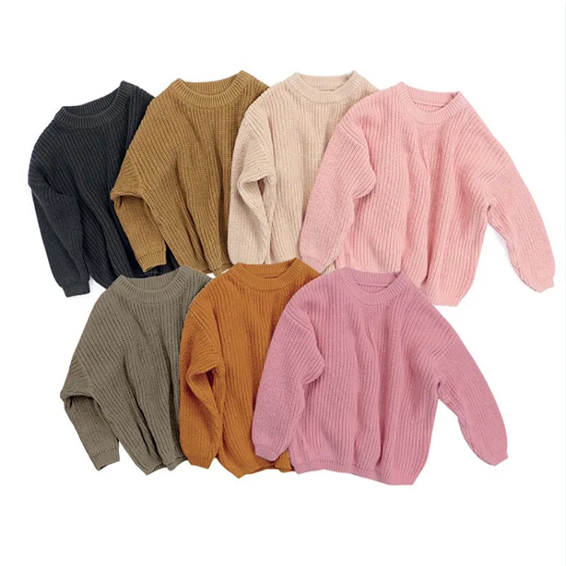 

0-5Y Autumn Winter Baby Girls Boys Sweater Knit Solid Pullover Long Sleeve Warm Outfits 9 colors