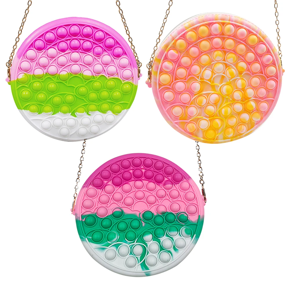 

Нажимные пузырьки, сенсорные игрушки, разноцветная круглая сумка с облаком для снятия стресса, смешные силиконовые многоразовые подарочны...