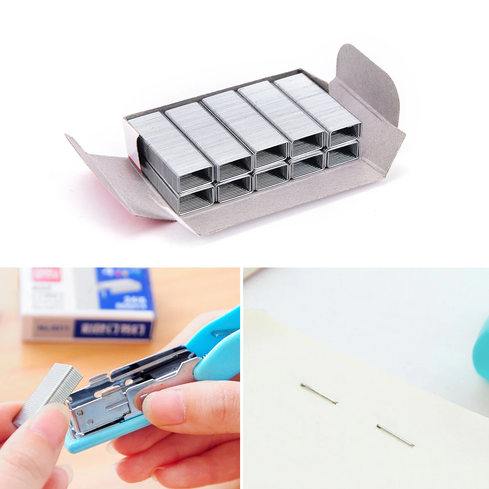 

Hot Selling 1Pack 10mm Creative Silver Stainless Steel Staples Office Binding Supplies Wholesale low price Drop Shipping