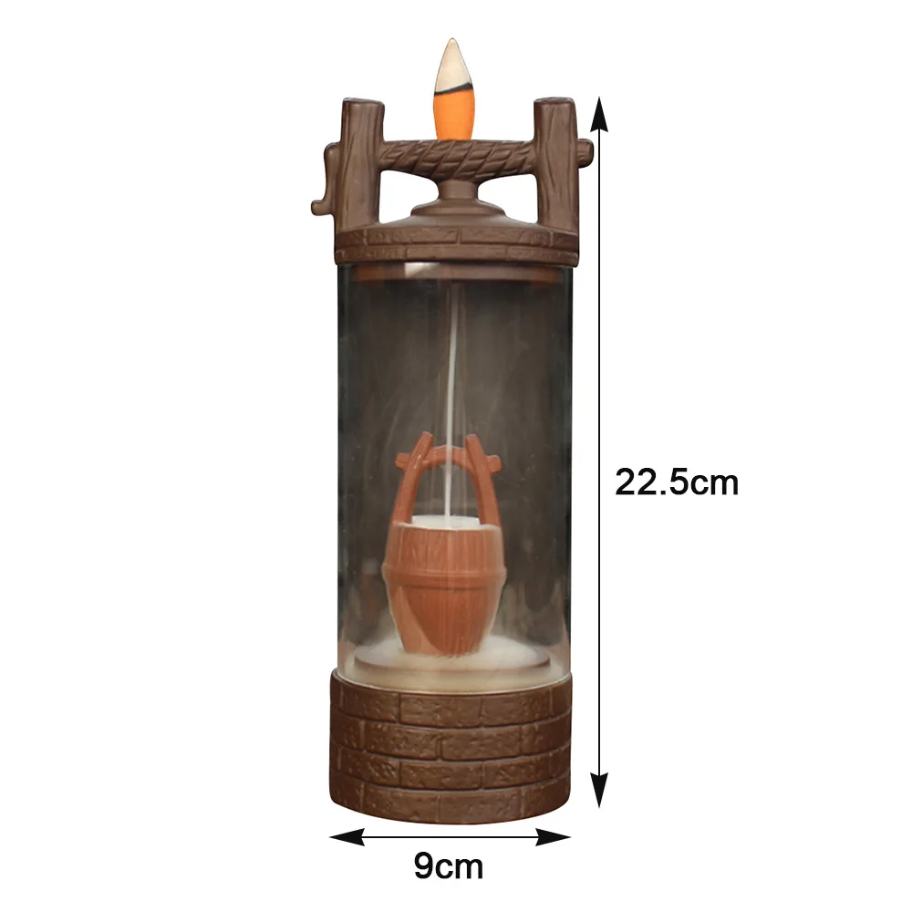 Благоприятный Дракон обратного потока благовоний горелка, водопад дым Конус ладан Держатель плита курильница со стеклянной крышкой домашнего офиса Декор