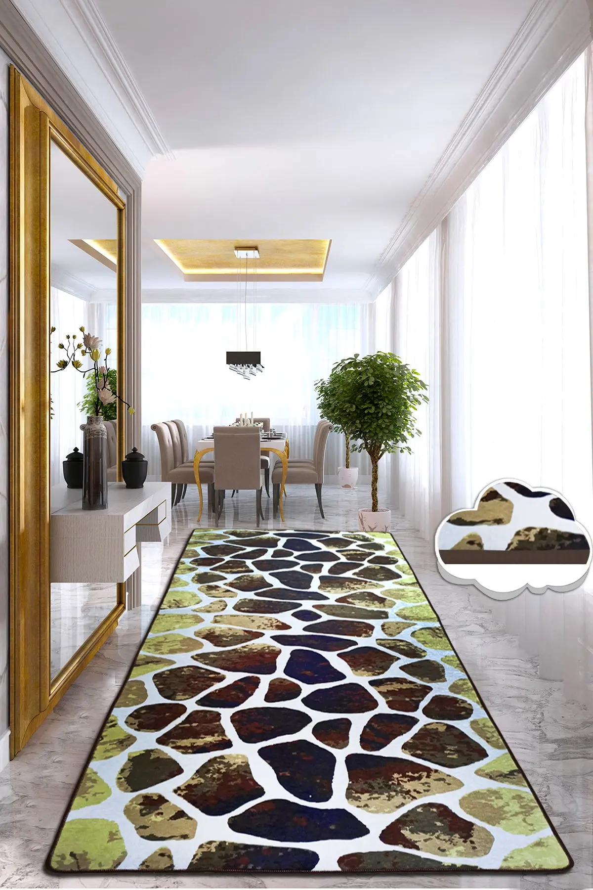 

Нескользящий коврик Etgdecor Roche Gold, модель 100x180 см, 40x70 дюймов