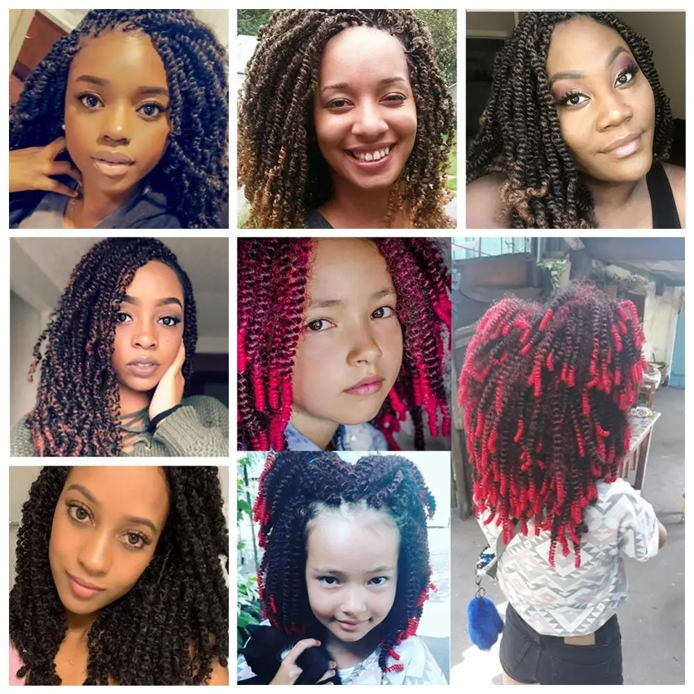 Витые вязаные крючком волосы 8 дюймов страстные твист Вязание косы синтетические