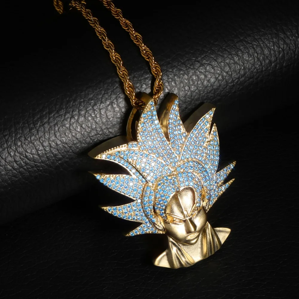 TOPGRILLZ Iced Out Dragon Ball Character Monkey King ожерелье, подвеска из золота Серебряный кубический цирконий в стиле хип-хоп Очаровательная цепочка ювелирный подарок