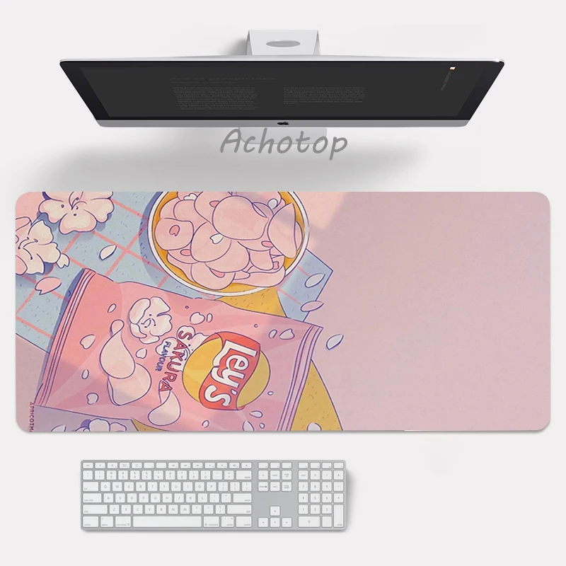 large anime pink mousepad gamer cute kawaii xxl gaming mouse pad rubber otaku locking edge big fashion laptop notebook desk mat free global shipping