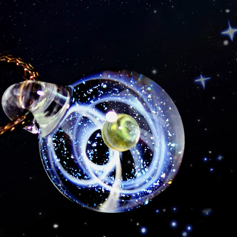 Блестящая Вселенная стеклянная бусина подвеска с планетами ожерелье галактика