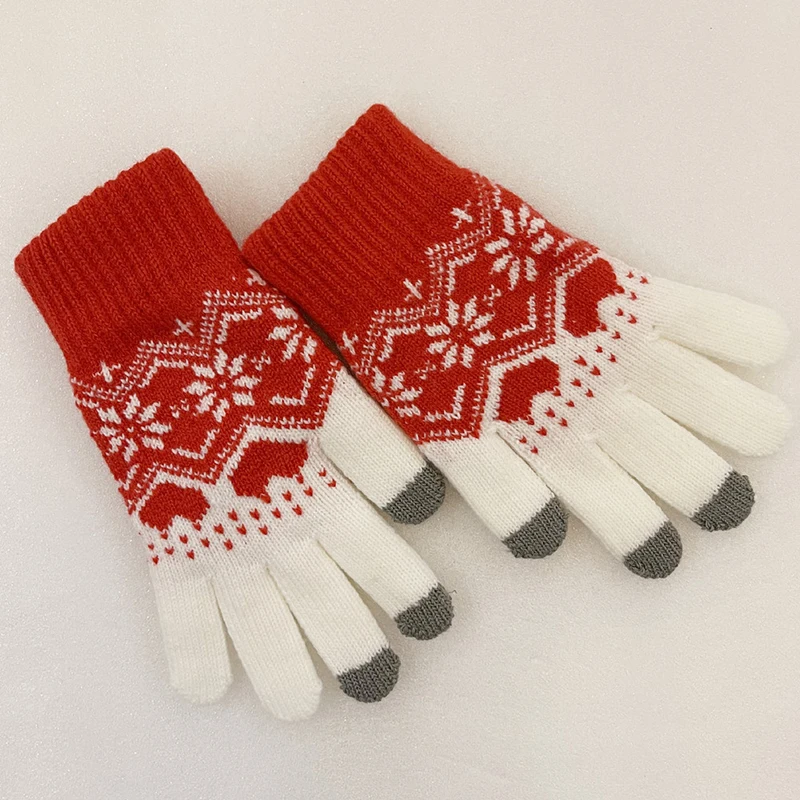 

Теплый мягкий зимний шарф шапка перчатки из трех предметов Рождественский мягкий вязаный шерстяной Комплект вязаная шапка перчатки для се...