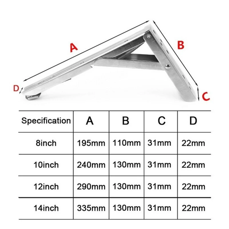 2PCS Triangle Folding Angle Bracket Thickened Wall Mounted Bench Bearing Shelf Space Saving DIY Heavy Duty Foldable Support Rack