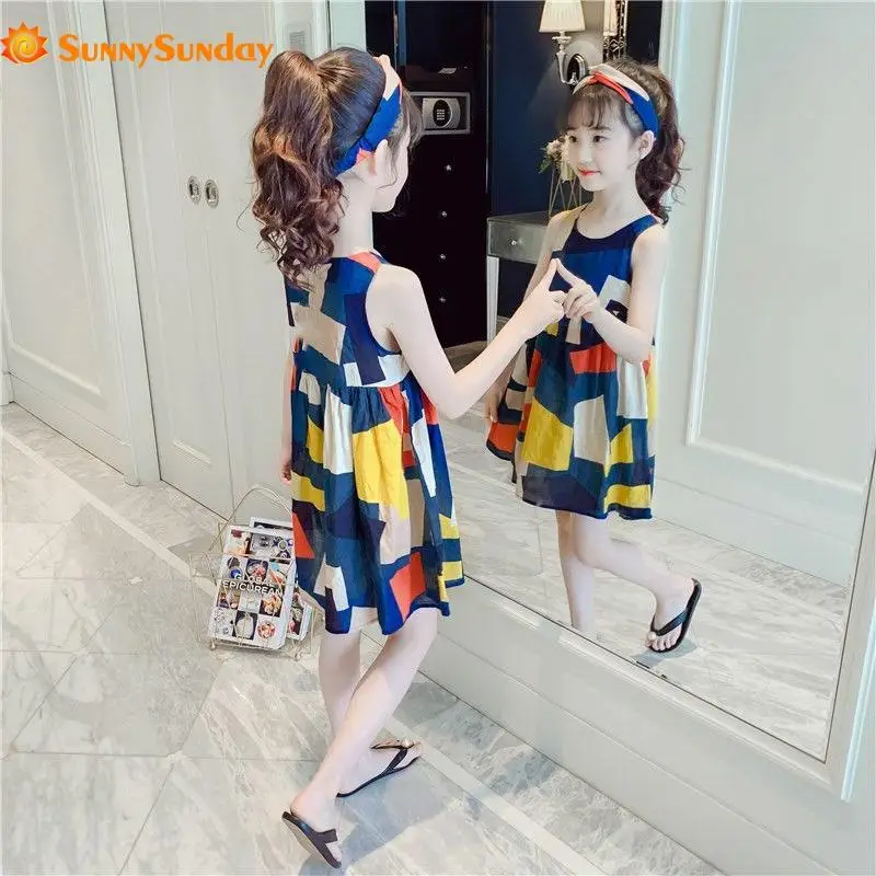 

2020 New Girls Dress Breathable Summer Dress A-Line Dress Little Girl Cuhk Loose Clothes Sleeveless Children'S Princess Dress