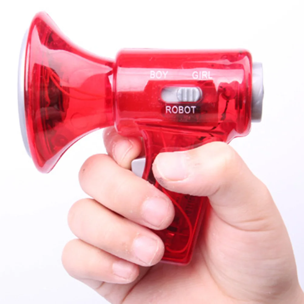 

Red Mini Size Gift Megaphone LED Lights Toy Voice Changer Plastic Children Loud Sound Effects