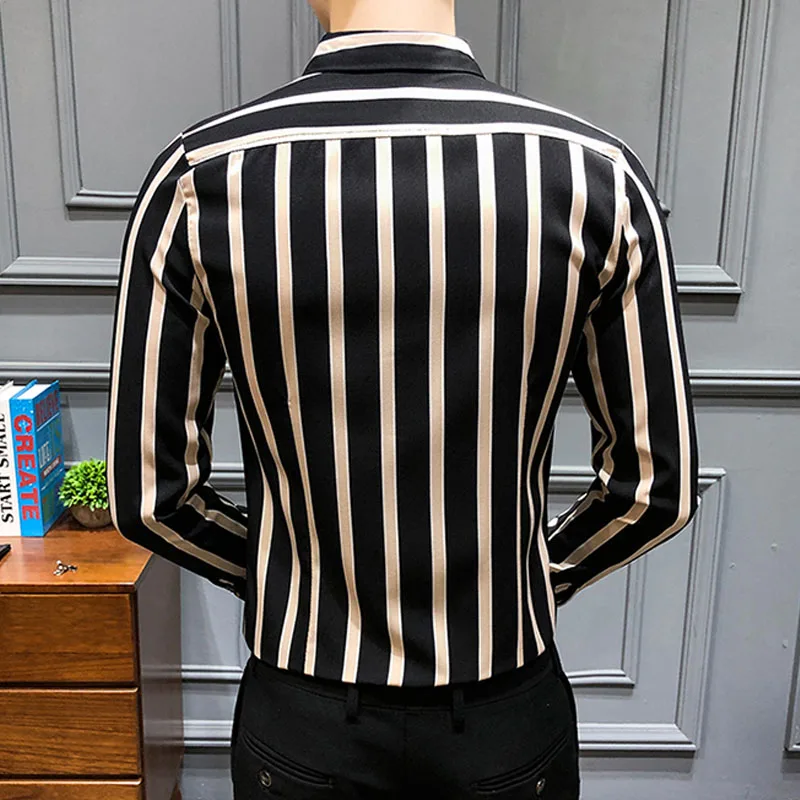 Корейская уличная мода Мужская Повседневная рубашка приталенная мужская