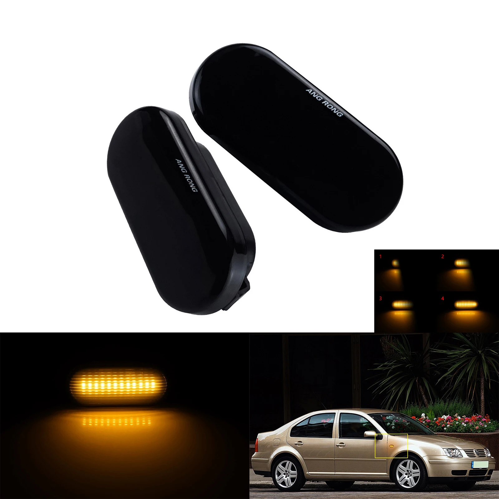

Dynamic Side Indicator LED Repeater Light Lamp For VW Bora Golf Passat 3B Sharan
