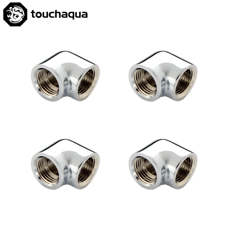 

Touchaqua 4pcs Black Silver double internal G1/4'' thread 90 degree Fitting Adapter water cooling Adaptors water TA-90DIA