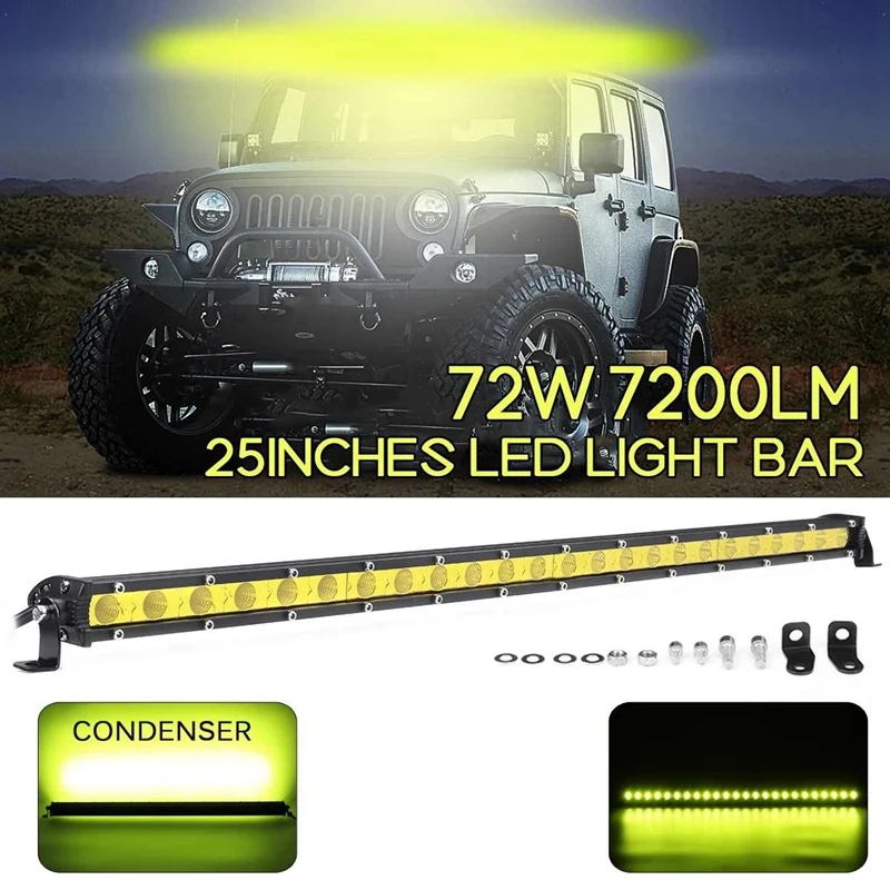

LED Light Bar High Power Yellow Led Bar Offroad 12V/24V 72W SPOT Combo Beam 4X4 Work Light Bar for Trucks ATV SUV