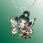 Ожерелье с подвеской Зеленые Эльфы, ожерелье с буквенным крылом, ювелирные изделия для маленьких девочек, ожерелье с бантом, ожерелье для вечеринки, аксессуары для девочек