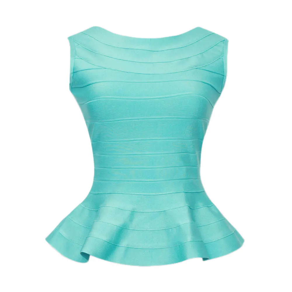 Женский эластичный Топ майка с баской красный бандажный топ рыбьим хвостом