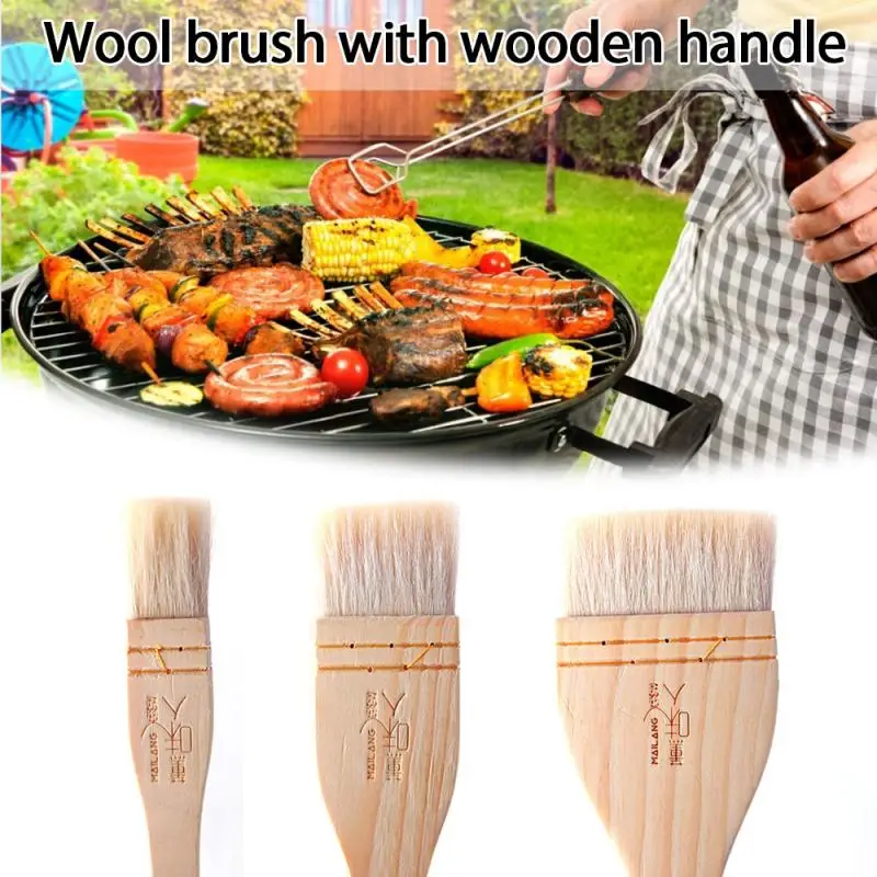 

Baking Utensils Wooden Handle Wool Brush Barbecue Brush Oil Brush Making Cake Biscuit Wooden Handle Brush Oil Painting Reusable
