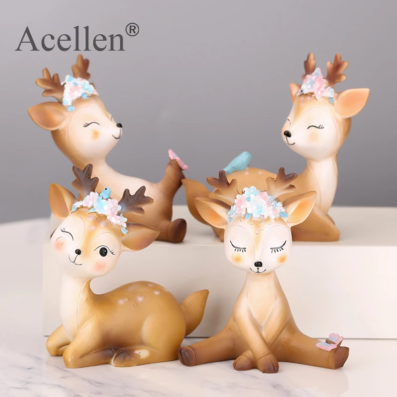 Милые миниатюрные садовые статуэтки Sika в виде оленя поделки из смолы фигурки