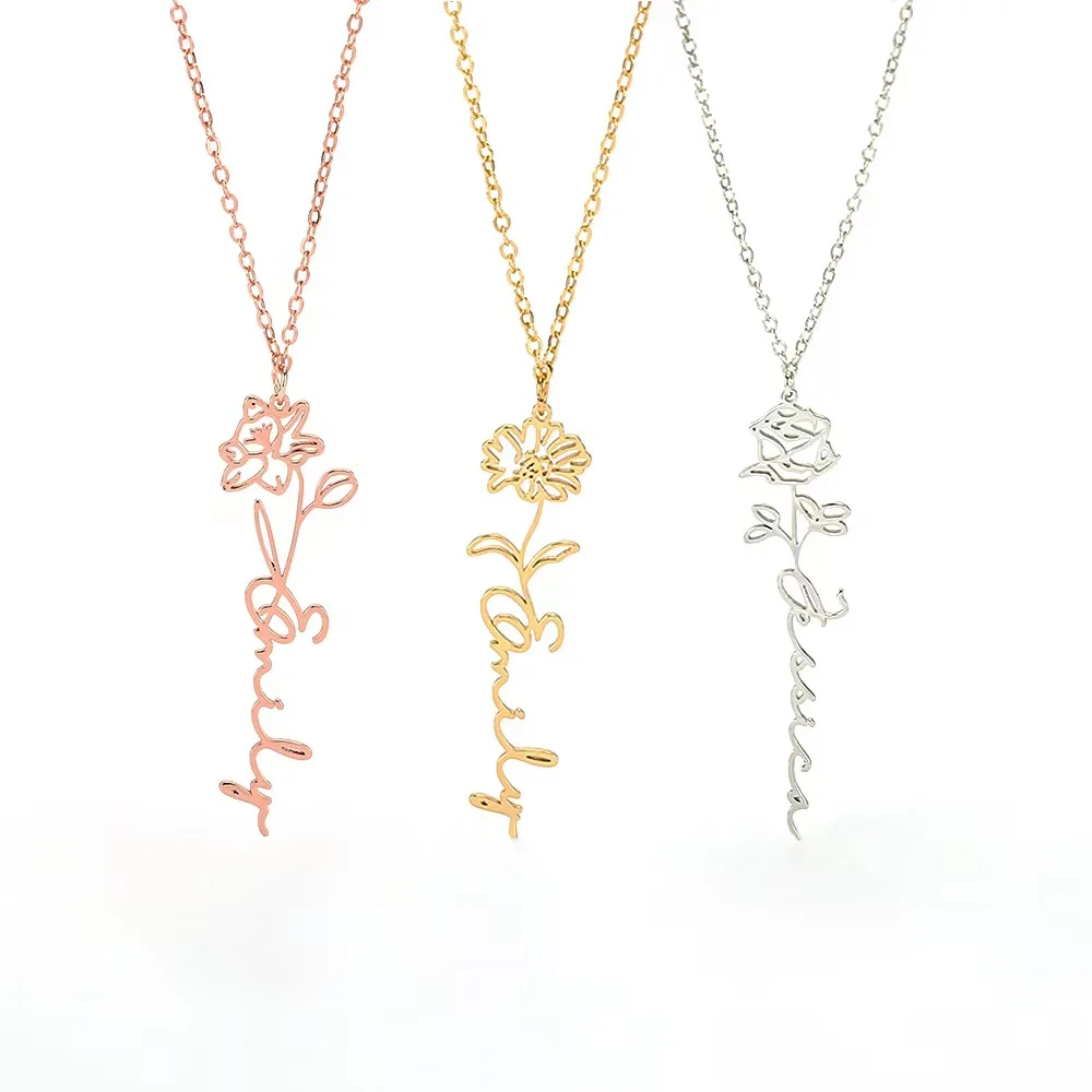 

Индивидуальное украшение в виде цветка на день рождения, стиль рукописного письма для женщин и девушек, рождественский подарок, ювелирные и...