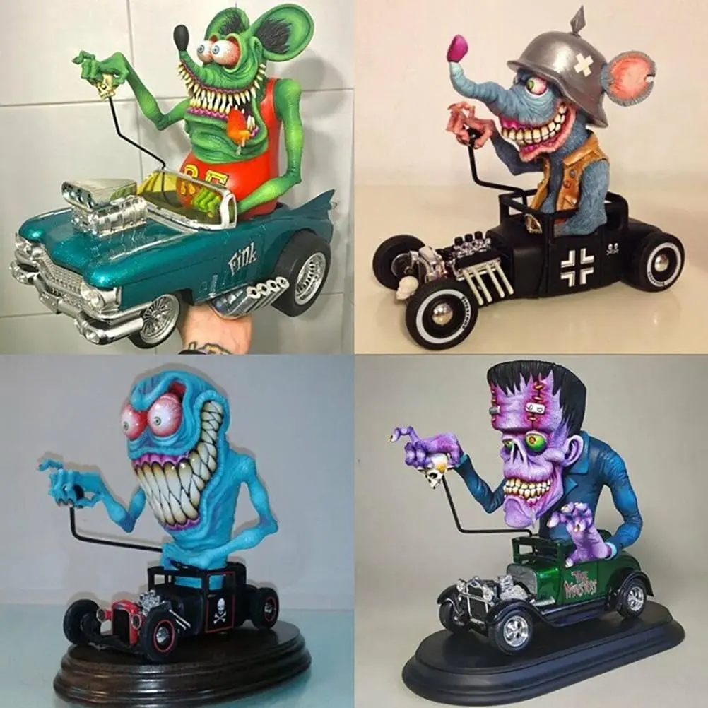 

Angry Big Mouth Monster Driving Statue, Rat Fink Halloween Figurines, Halloween Resin Crafts Sculpture Home Decor Ornament