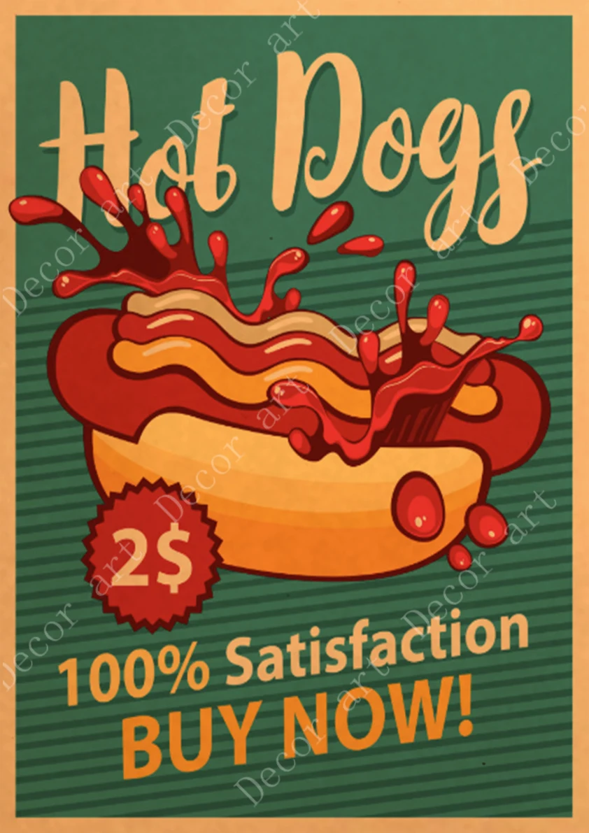 Ретро рекламная продукция пицца Картина на холсте винтажные настенные картины