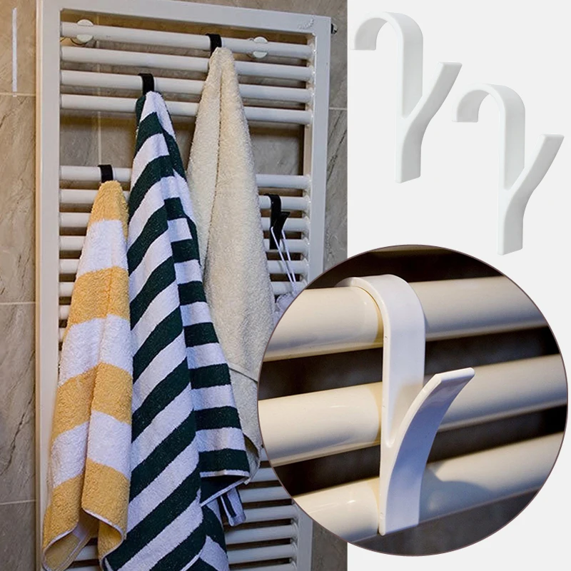

1/2Pcs High Quality Hanger For Heated Towel Radiator Rail Clothes Hanger Bath Hook Holder Percha Plegable Scarf Hanger white