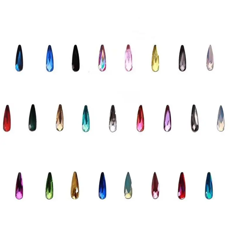 50 шт./лот Стразы для ногтей без фиксации кристалл с длинными каплями 3x10 мм плоским
