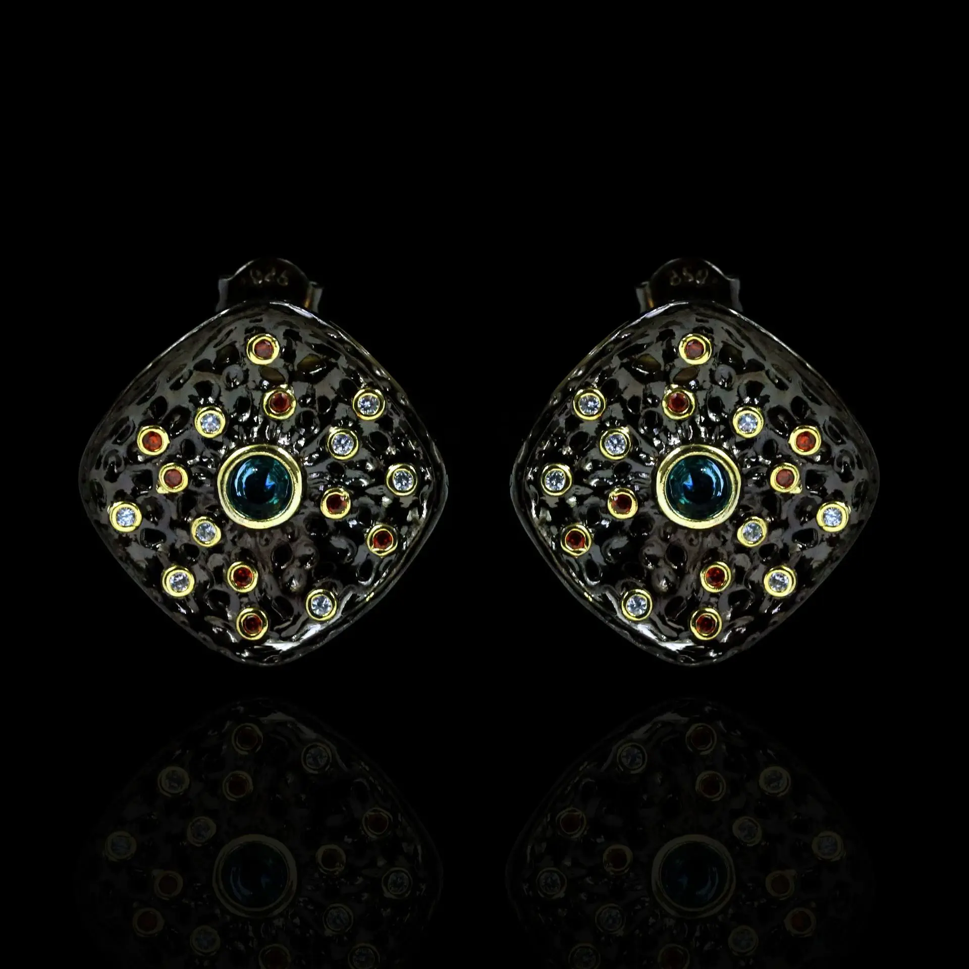 

2021 Ретро 925 серебро фейерверк CZ ушные капли с украшением в виде кристаллов черная Золотая шпилька серьги-кольца для женщин и девушек, девушк...