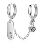 Женские серьги-кольца из серебра 925 пробы с квадратным цирконием