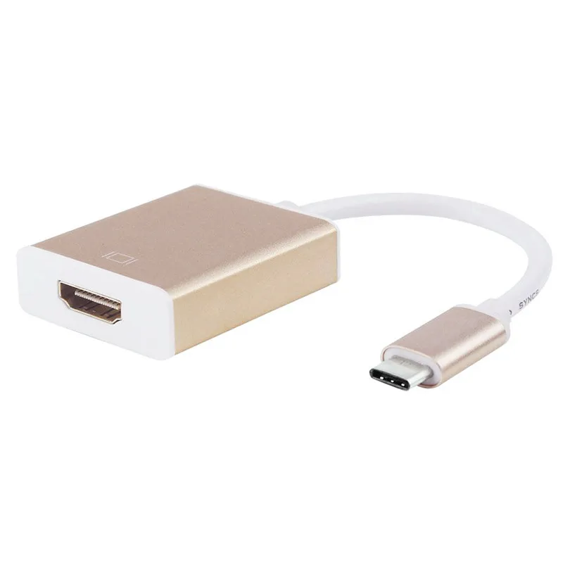 Gold Кабель-адаптер type-C к HDMI для мужчин и женщин(совместим с Thunderbolt3) к HDMI USB 3,1 алюминиевый тип C для MacBook Chromebook - Цвет: Gold