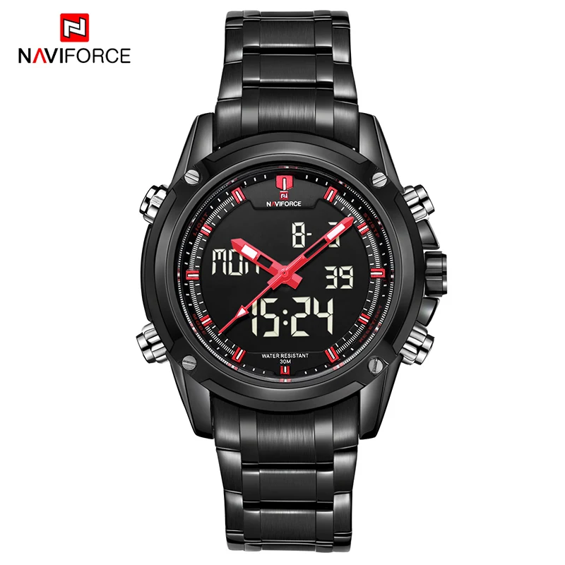 BBR NAVIFORCE Топ люксовый бренд мужские спортивные армейские военные часы Мужские кварцевые аналоговые часы со стальным ремешком ЖК-часы мужские водонепроницаемые часы - Цвет: BBR