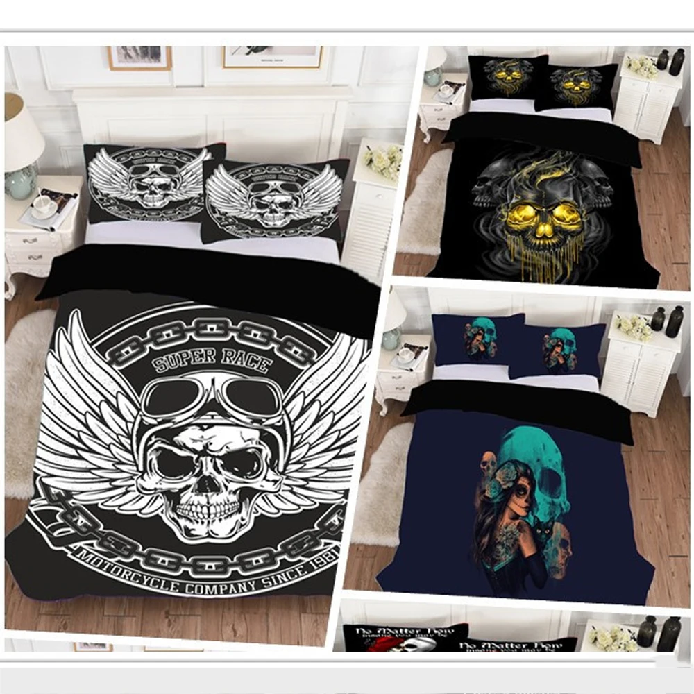 Комплект постельного белья королевского размера с принтом человеческий череп 2/3