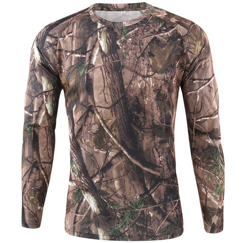 Summer Camouflage T-shirt Quick-Drying Breathable Long Sleeve Tops Men Hiking Camping Hunting Clothing Military Tactical T-Shirt