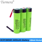Никелевая паяльная батарея Turmera NCR18650B 18650, 3400 мАч, 3,6 В, для электрической дрели, шуруповерта, аккумуляторов 12 В, 14,4 В, 18 в, 21 в, 25 в
