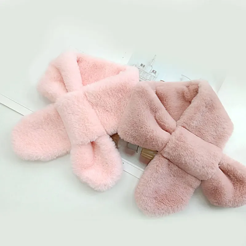 Теплые шарфы на шею детские плюшевые кресты из искусственного меха детский