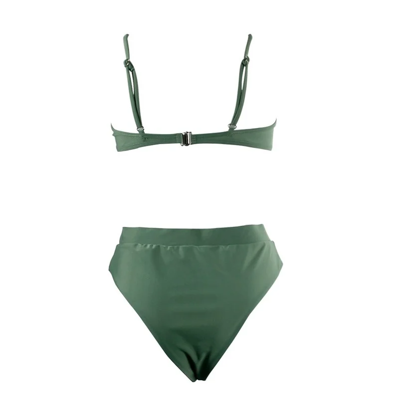 

2021 European and American Style Women's New Swimwear Sexy Solid Color Bikini Swimsuit Women