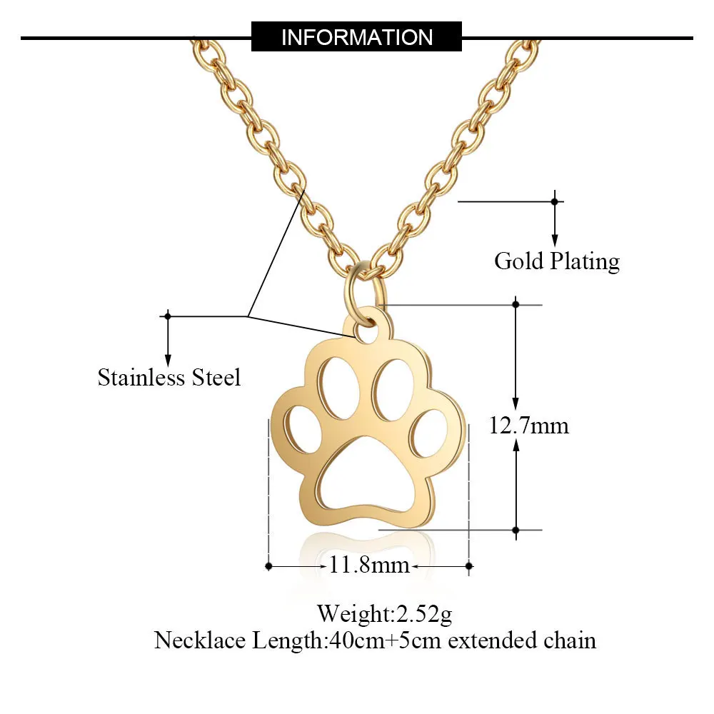 Мода собака кулон в форме лап с когтями ожерелье s Женщины 316L нержавеющая сталь