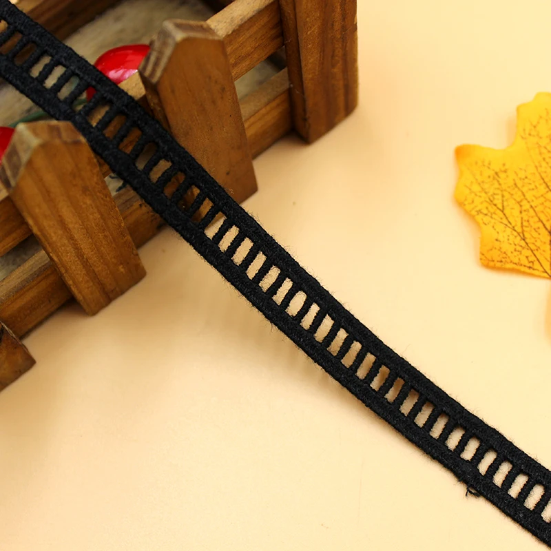 5 ярдов белого и черного цвета хлопковая вышитая кружевная лента с вышивкой для