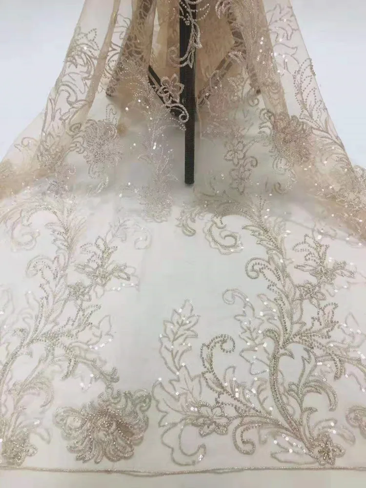 Высококачественная вышитая бисером французская сетчатая газовая африканская