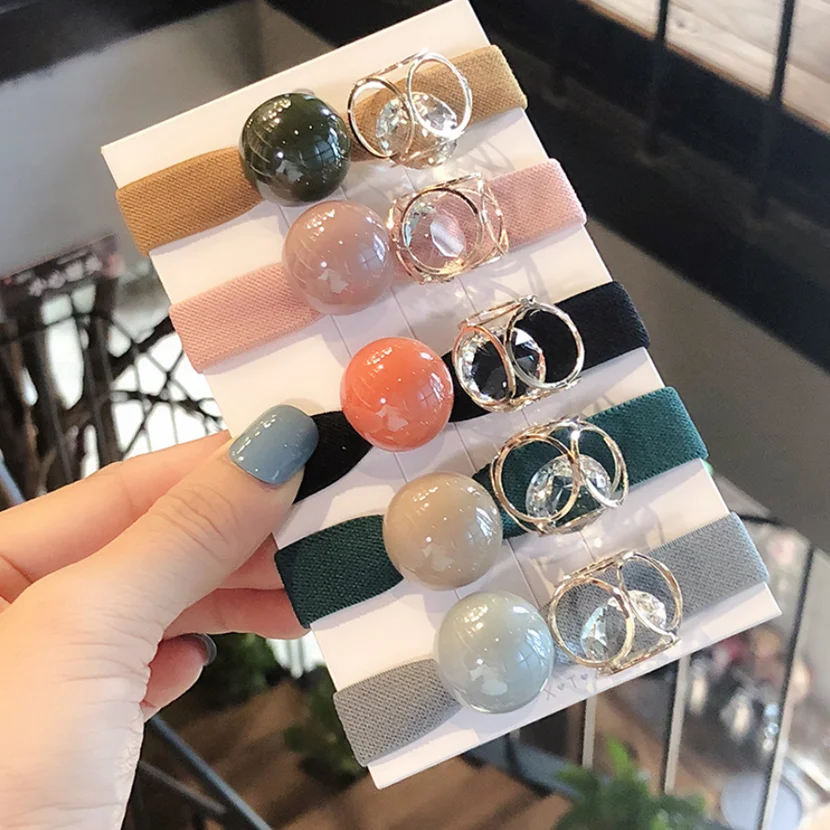 Новые корейские женские веревки для волос с большим кристальным жемчугом