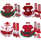 Летний комбинезон для новорожденных девочек, одежда для новорожденных, детский Рождественский кружевной комбинезон с длинным рукавом, комбинезон с повязкой на голову, одежда для малышей