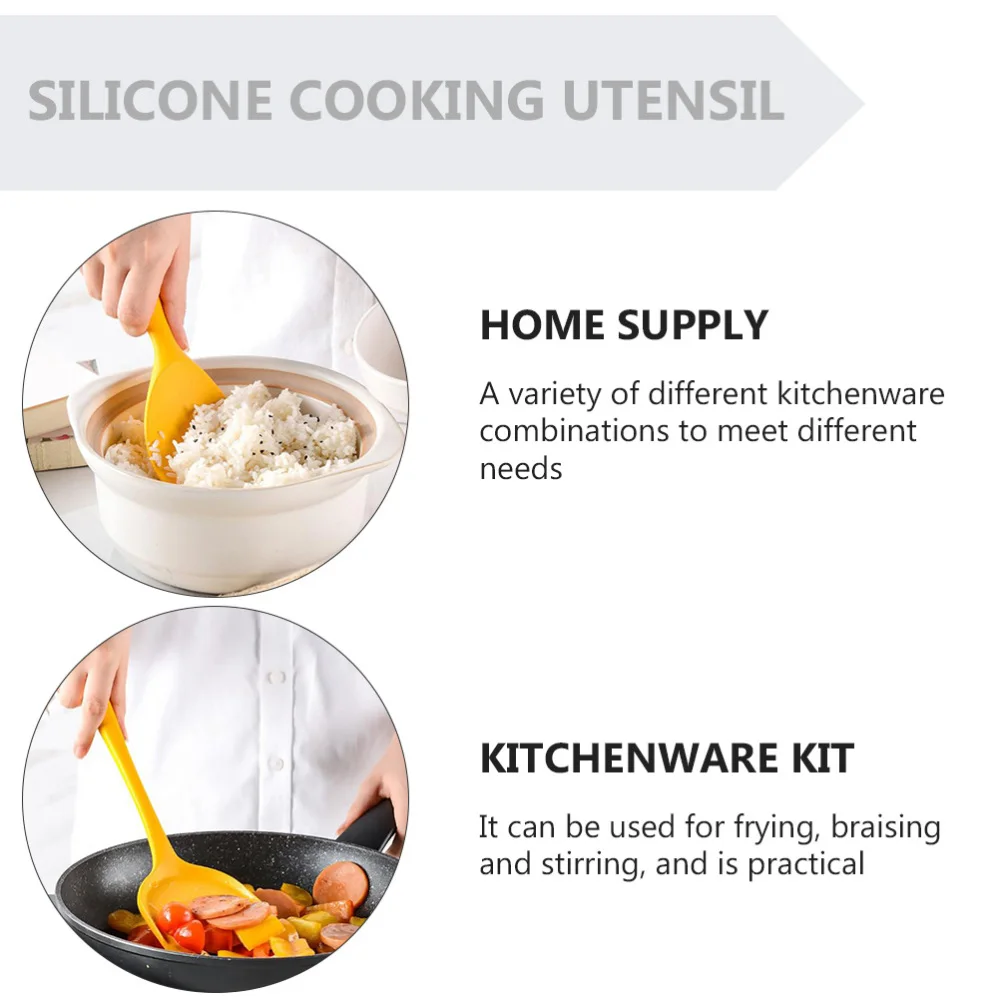 

1 Set Kitchen Non-stick Cooking Utensils Silicone Cooking Supplies (Yellow)