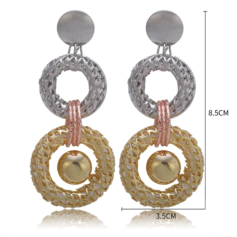 

Nice 2021 Fashion Drop Earrings African Big Long Drop Dangle Earrings Beads Dubai 3 Gold-color Jewelry New Fashion Earrings