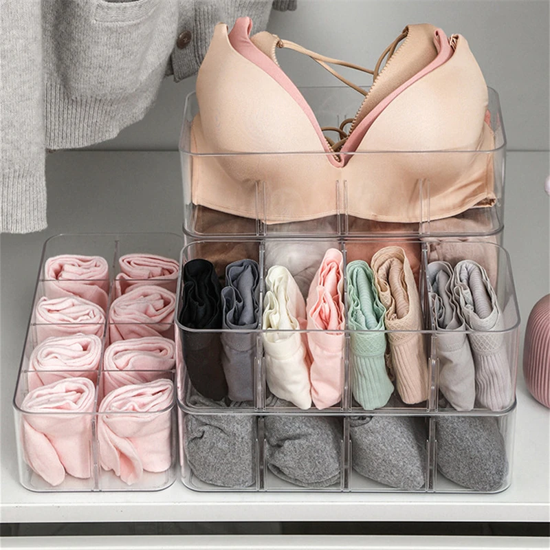 

Underwear Storage Box Detachable Superimposed Underwear Finishing Box Socks Transparent Container Box