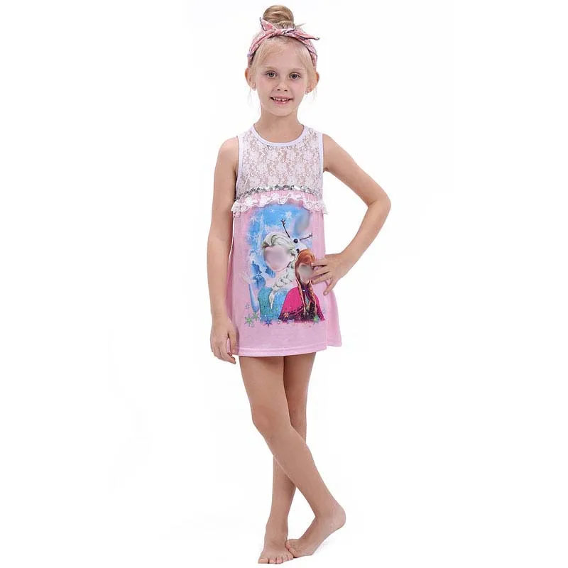 2020 платье Анны и Эльзы ночная рубашка для девочек летняя мультяшная детская
