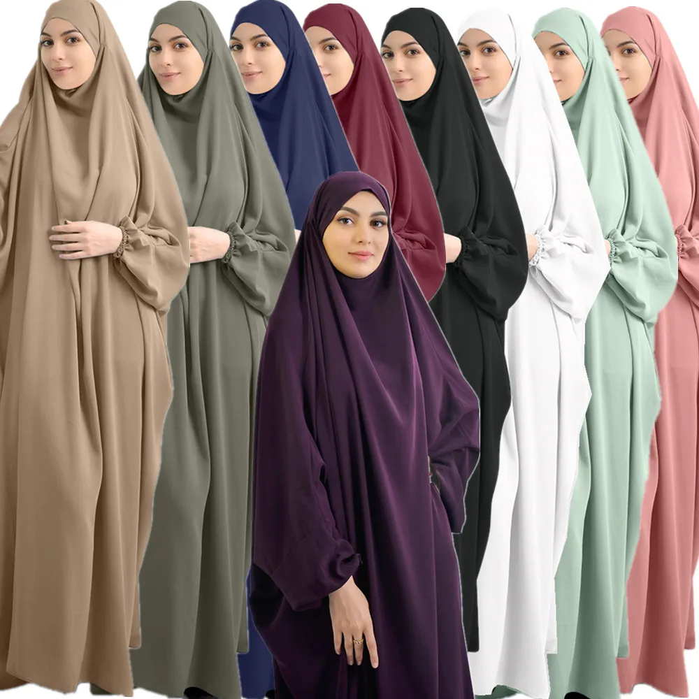 Ramadan Muslim One Piece Khimar Hijab Dress Prayer Garment Jilbab Women Hooded Abaya Full Cover Burqa Modest Dubai Clothes
