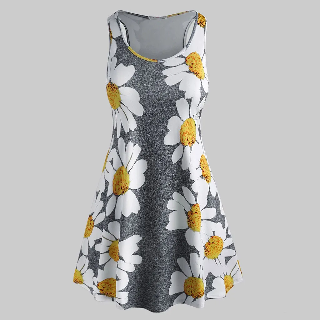 Женская туника топ с цветочным принтом без рукавов|Майки| |