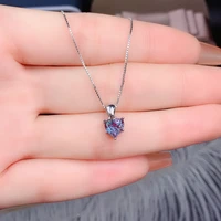 1ct laboratory alexandrite female gemstone pendant solid 925 sterling silver heart 6x6mm stone luxury necklace engagement
