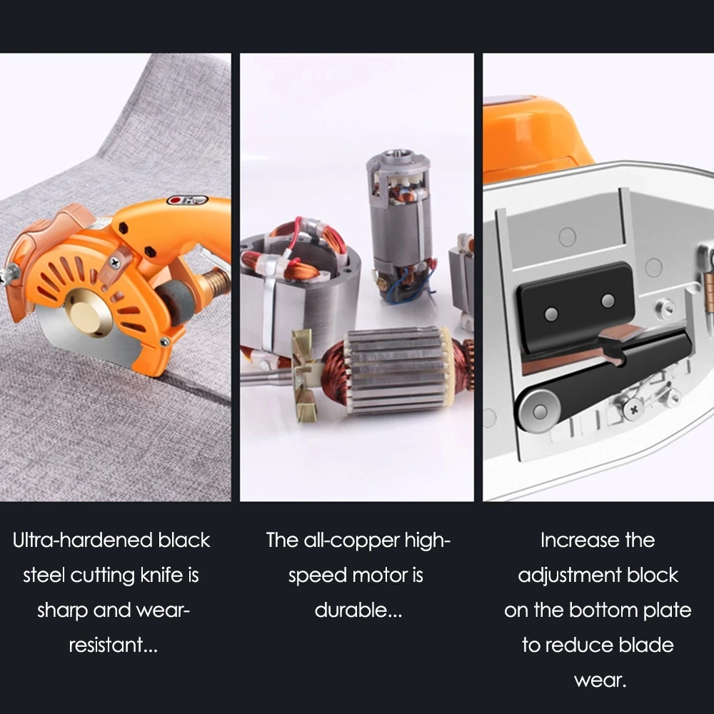 Машина для резки ткани вращающаяся на 100 мм высота 27 электрическая оранжевая